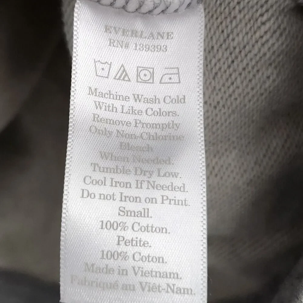 Everlane Sweater Womens Small‎ Gray 100% Human Hoodie Pullover Sweatshirt Cotton